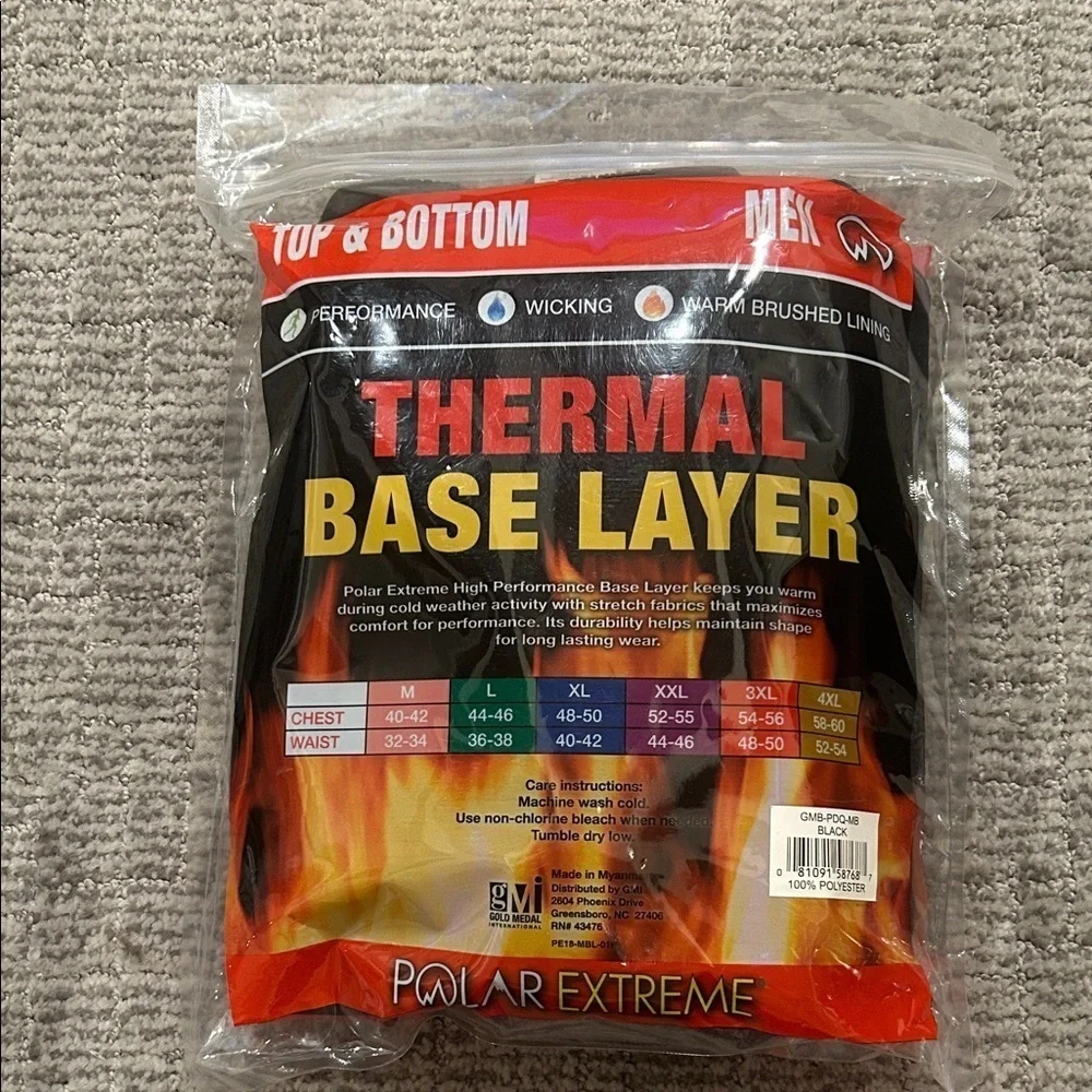 Polar Extreme Black Thermal Base Layer Set for Men